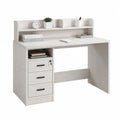 Bureau rectangulaire en panneaux de particules mélaminés blanc et noir avec 3 tiroirs, serrure et étagère, 120 × 55 × 117 cm