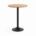 Table de bar ronde Ø 70 x H 105 cm en bois et métal, chêne naturel et noir
