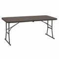 Table de jardin pliante rectangulaire en plastique et acier, marron foncé et noir, 180 × 75 × 74 cm