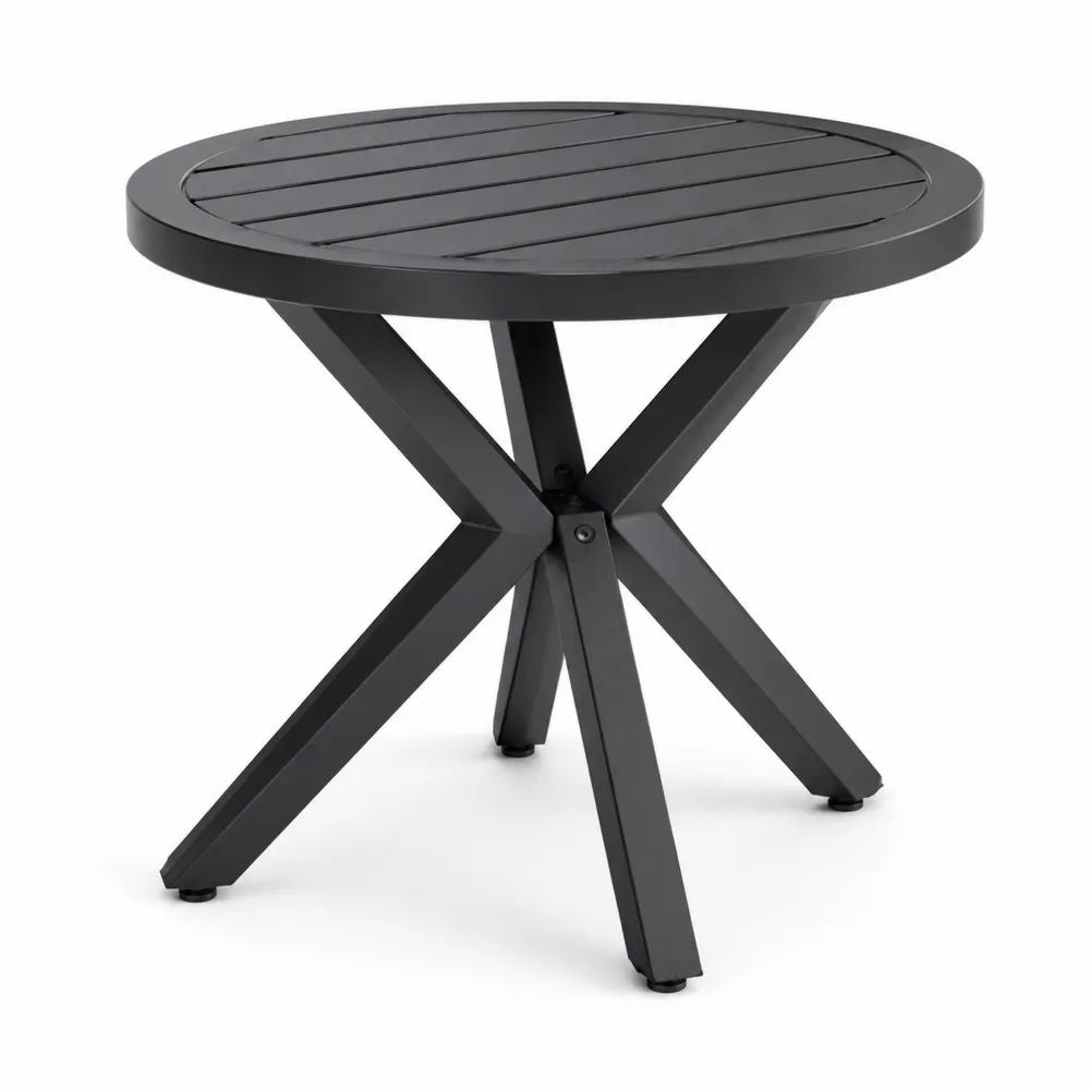 Table de jardin ronde en aluminium noir Ø 90 × H 75 cm